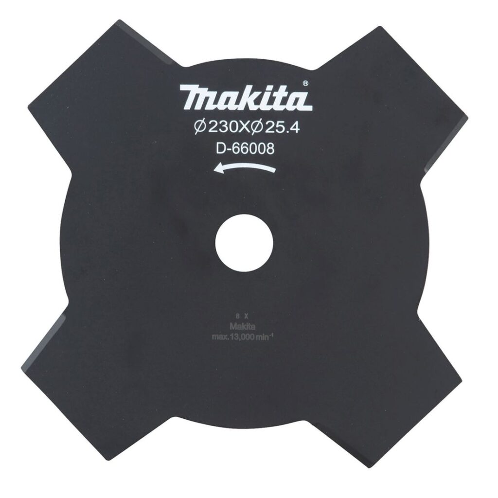 MAKITA Ruohoterä 4lapainen 230 x 25,4 mm. Kuvassa Ruohoterä 4lapainen 230 x 25,4 mm edestäpäin.