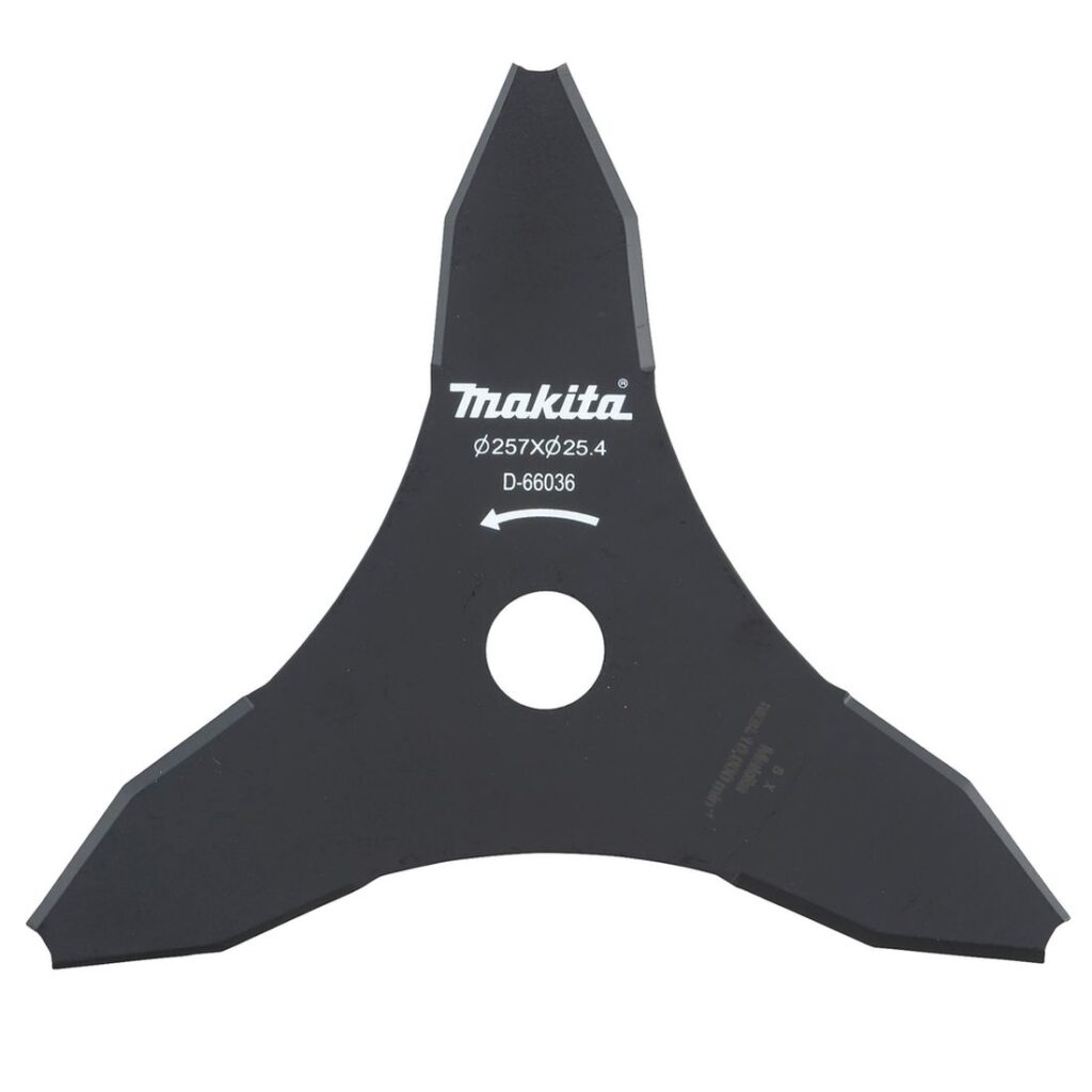 MAKITA Ruohoterä 3lapainen 255 x 25,4 mm. Kuvassa Ruohoterä 3lapainen 255 x 25,4 mm edestäpäin.