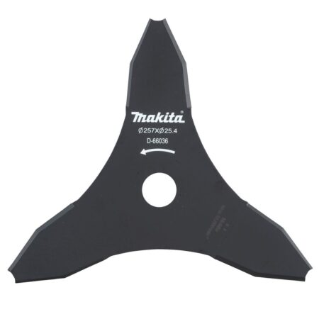 MAKITA Ruohoterä 3lapainen 255 x 25,4 mm. Kuvassa Ruohoterä 3lapainen 255 x 25,4 mm edestäpäin.