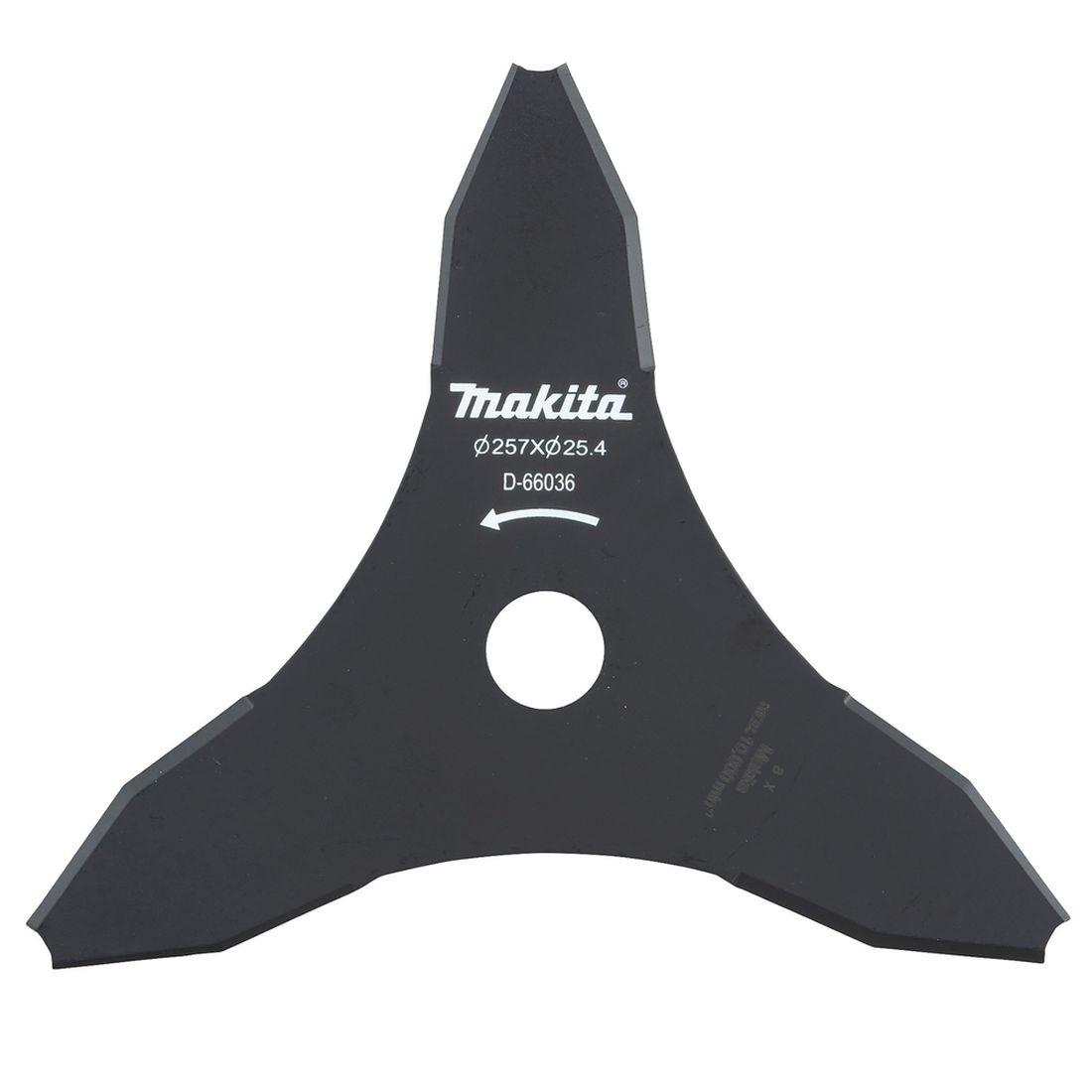 MAKITA Ruohoterä 3lapainen 255 x 25,4 mm. Kuvassa Ruohoterä 3lapainen 255 x 25,4 mm edestäpäin.
