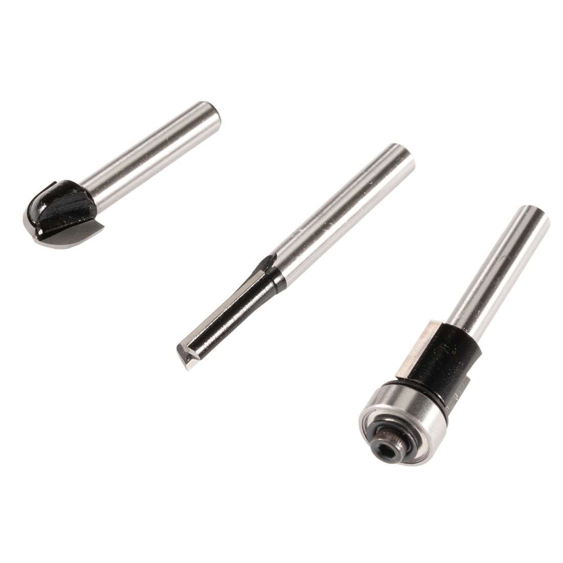 MAKITA Jyrsinteräsarja, 3-osaa D-70459. Kuvassa Jyrsinteräsarja, 3-osaa D-70459 oikealta etuyläviistosta.