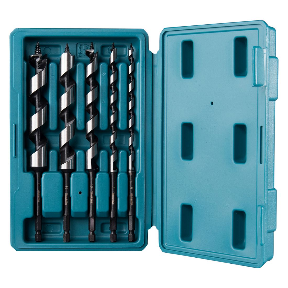 MAKITA Puuporanteräsarja, 5-osaa. Kuvassa Puuporanteräsarja, 5-osaa edestäpäin.