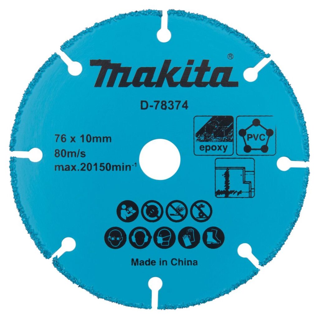 MAKITA Katkaisulaikka karbidi 76 mm D-78374. Kuvassa Katkaisulaikka karbidi 76 mm D-78374 edestäpäin.