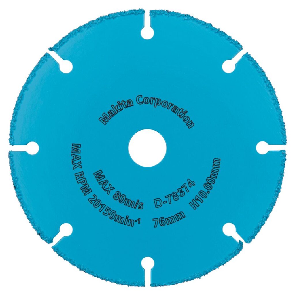 MAKITA Katkaisulaikka karbidi 76 mm D-78374. Kuvassa Katkaisulaikka karbidi 76 mm D-78374 takaapäin.