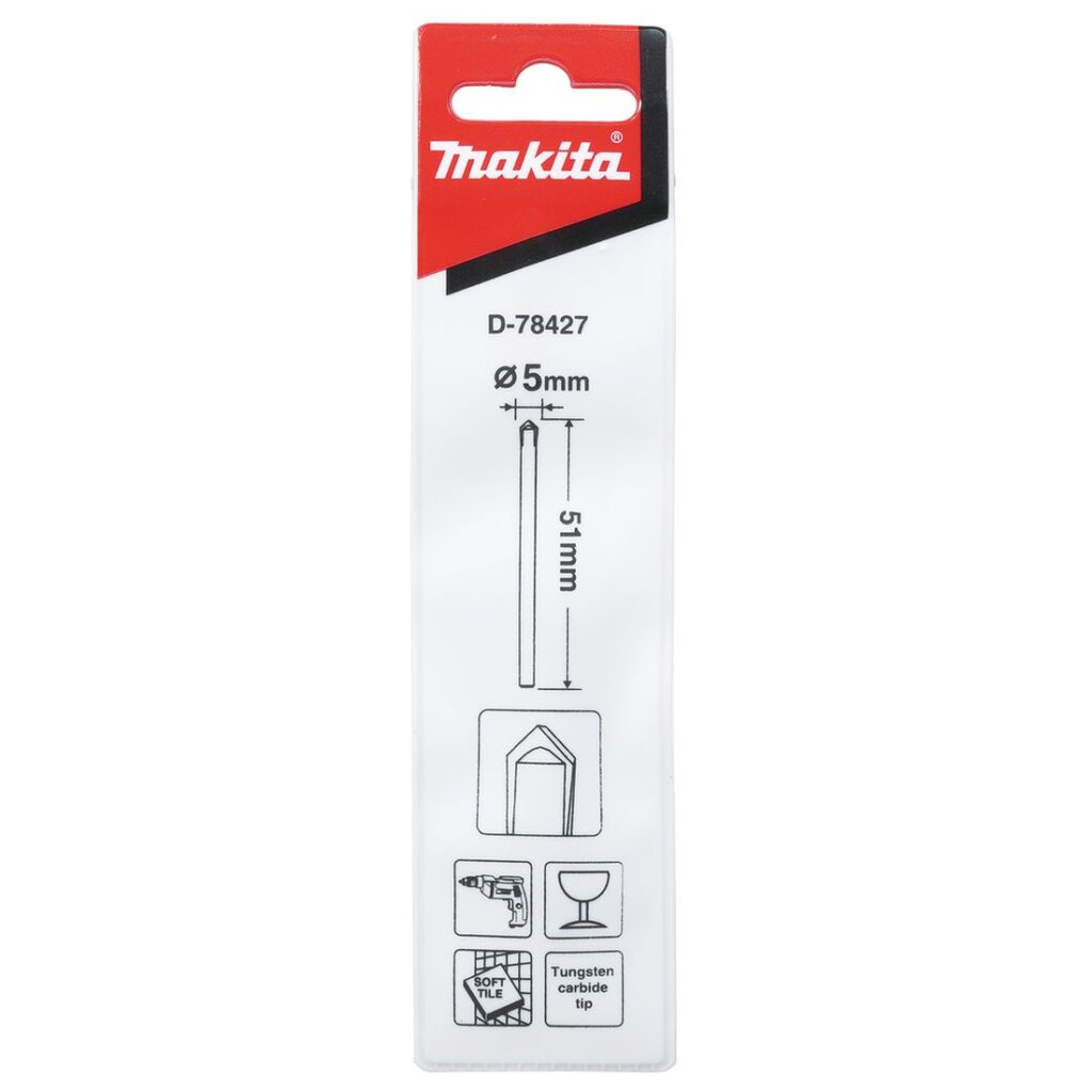 MAKITA Lasiporanterä 5 x 51 mm. Kuvassa tuotteen myyntipakkaus edestäpäin.