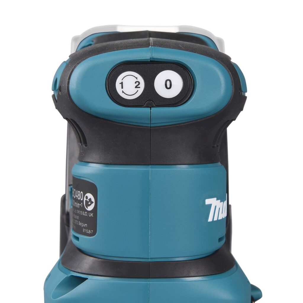 MAKITA Tasohiomakone LXT. Lähikuvassa Tasohiomakone LXT:n nopeuden valitsin.