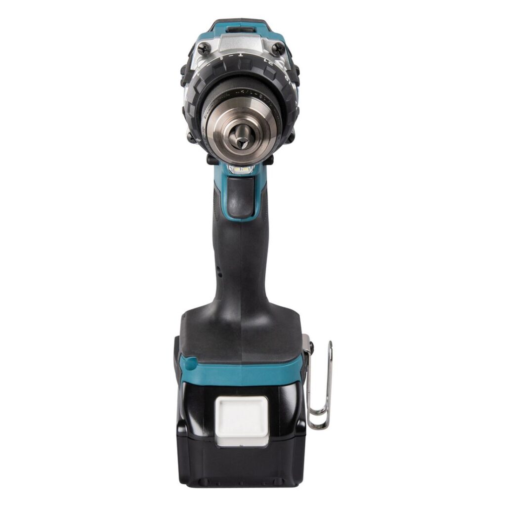 MAKITA Iskuporakone LXT DHP489RGJ. Kuvassa Iskuporakone LXT DHP489RGJ edestäpäin yläviistosta.
