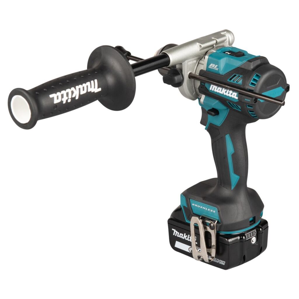 MAKITA Iskuporakone LXT DHP492. Kuvassa Iskuporakone LXT DHP492 vasemmalta takayläviistosta.