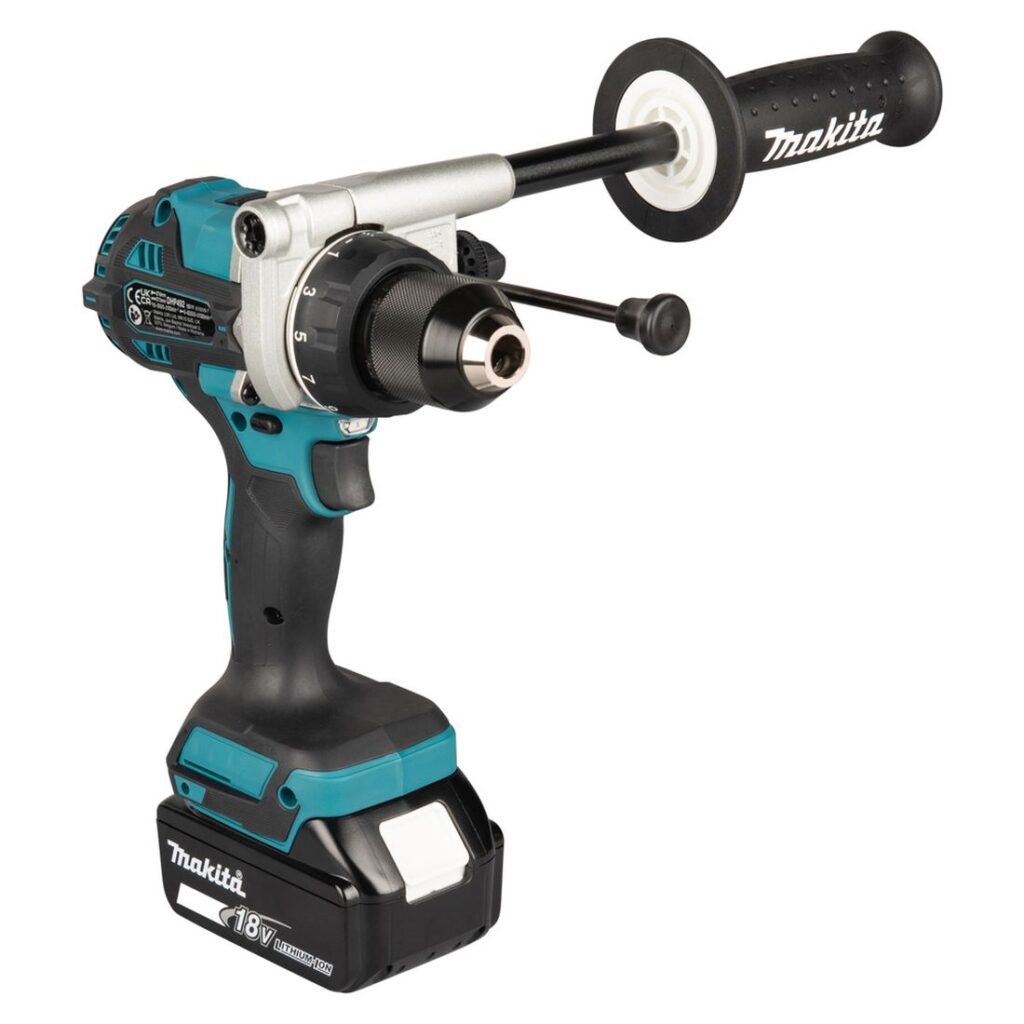 MAKITA Iskuporakone LXT DHP492. Kuvassa Iskuporakone LXT DHP492 vasemmalta etuyläviistosta.