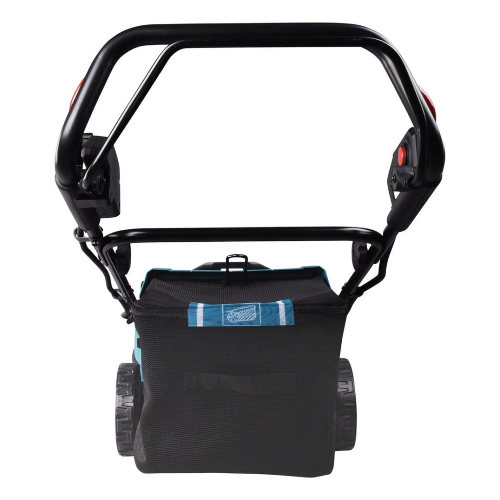 MAKITA Ruohonleikkuri LXT. Kuvassa Ruohonleikkuri LXT takaapäin yläviistosta.