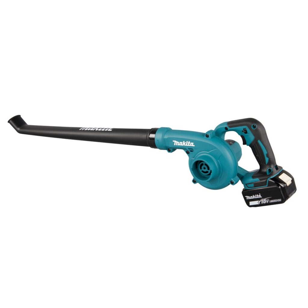 MAKITA Puhallin LXT DUB186. Kuvassa Puhallin LXT DUB186 vasemmalta takayläviistosta.