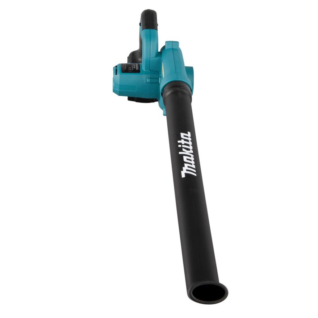 MAKITA Puhallin LXT DUB186. Kuvassa Puhallin LXT DUB186 edestäpäin yläviistosta.