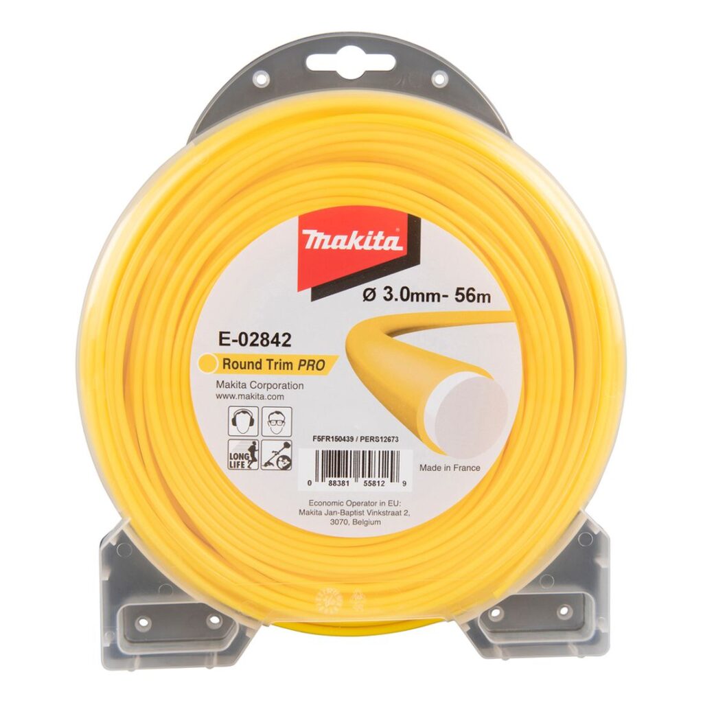 MAKITA Siima 3,0 mm x 56 m, pyöreä, kakskomponentti. Kuvassa tuotteen myyntipakkaus edestäpäin.