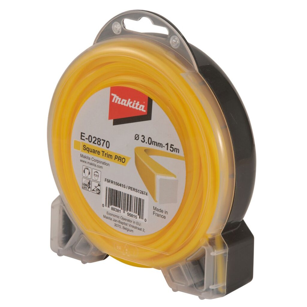 MAKITA Siima 3,0 mm x 15 m, neliö, kakskomponentti. Kuvassa tuotteen myyntipakkaus oikealta etuyläviistosta.