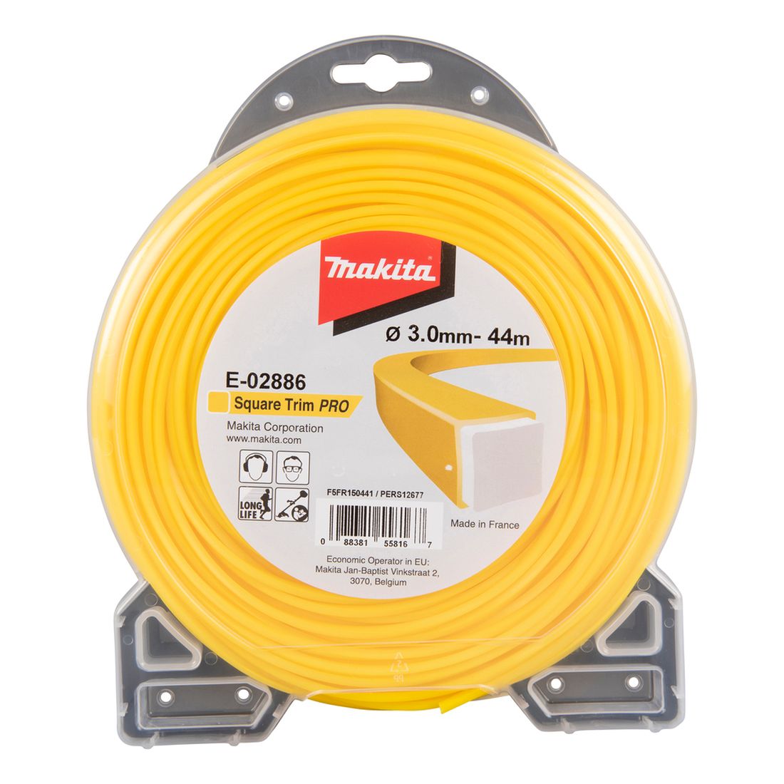 MAKITA Siima 3,0 mm x 44 m, neliö, kakskomponentti. Kuvassa tuotteen myyntipakkaus edestäpäin.