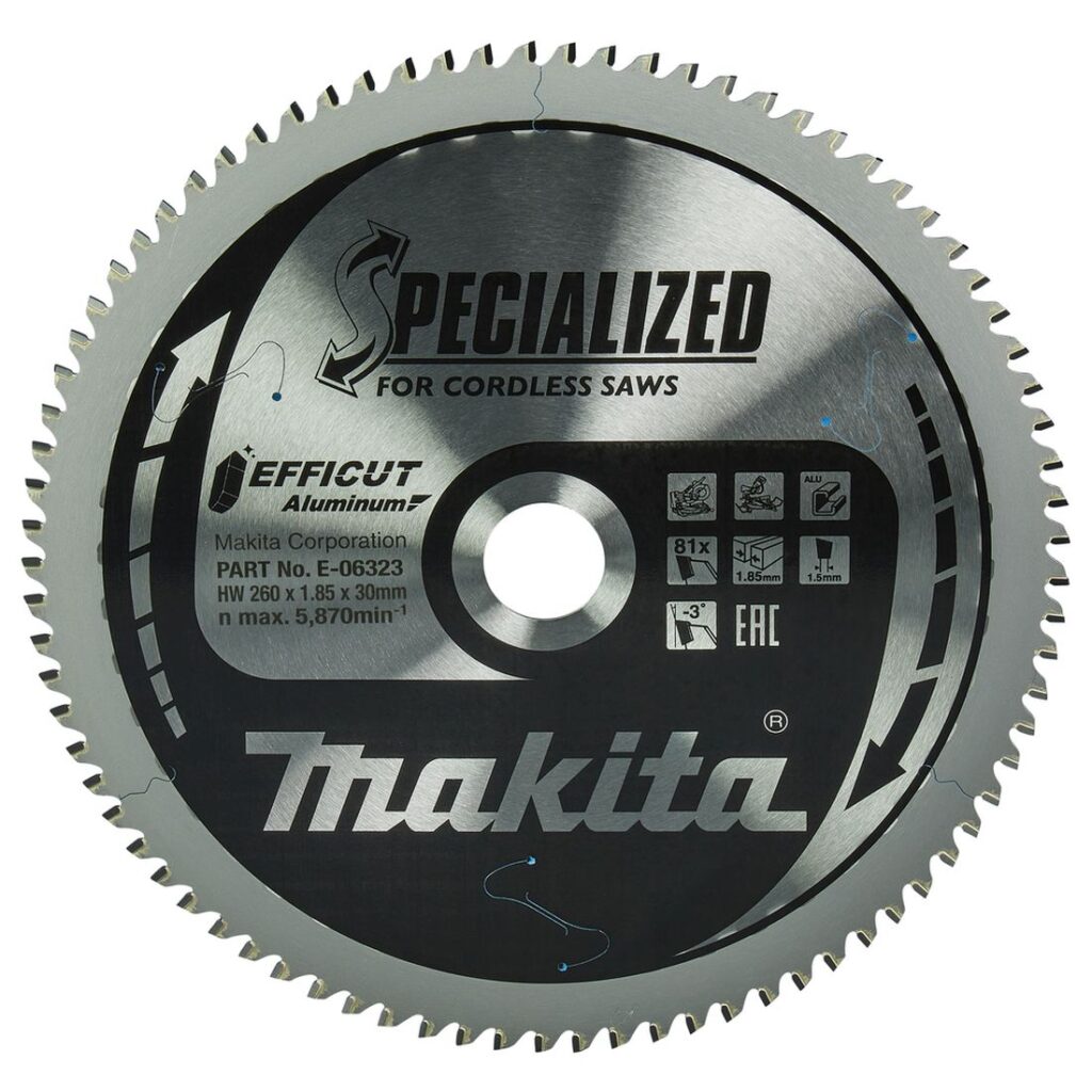 MAKITA Pyörösahanterä 260x30x1,85 mm, Z81 Efficut. Kuvassa Pyörösahanterä 260x30x1,85 mm, Z81 Efficut edestäpäin.