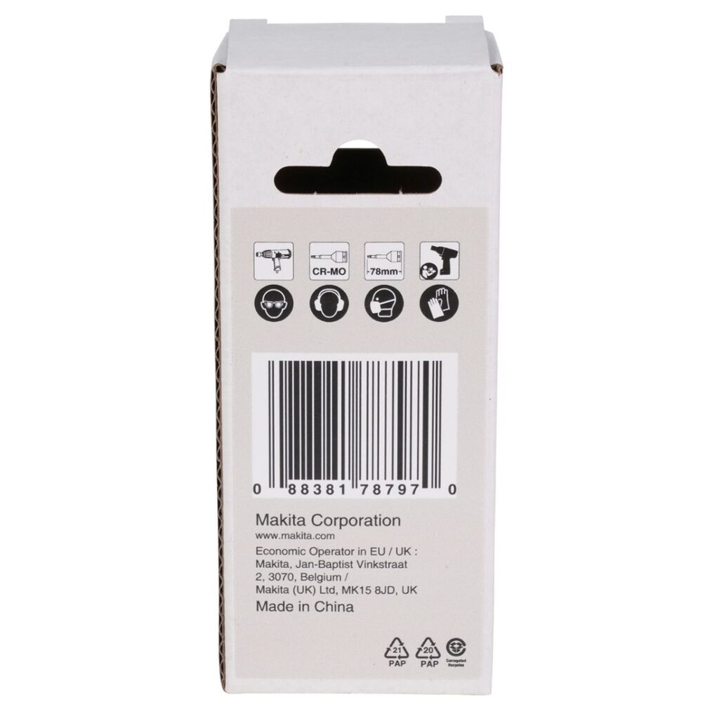 MAKITA Voimahylsy 1/2" Impact Black T35 x 78 mm. Kuvassa tuotteen myyntipakkaus takaapäin.