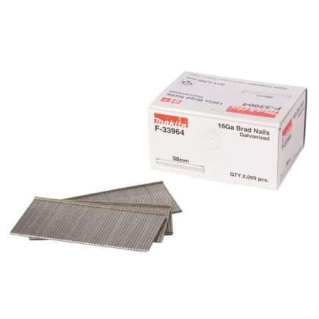 MAKITA Dyckert naula 1,6 x 38 mm, 16Ga, 2000 kpl. Kuvassa Dyckert naula 1,6 x 38 mm, 16Ga, 2000 kpl pakkaus suljettuna oikealta etuyläviistosta.