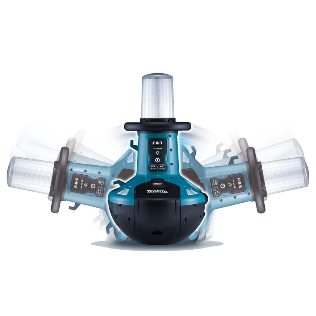 MAKITA Työmaavalaisin XGT LXT. Havainnekuvassa Työmaavalaisin XGT LXT nousemassa itsestään pystyasentoon.