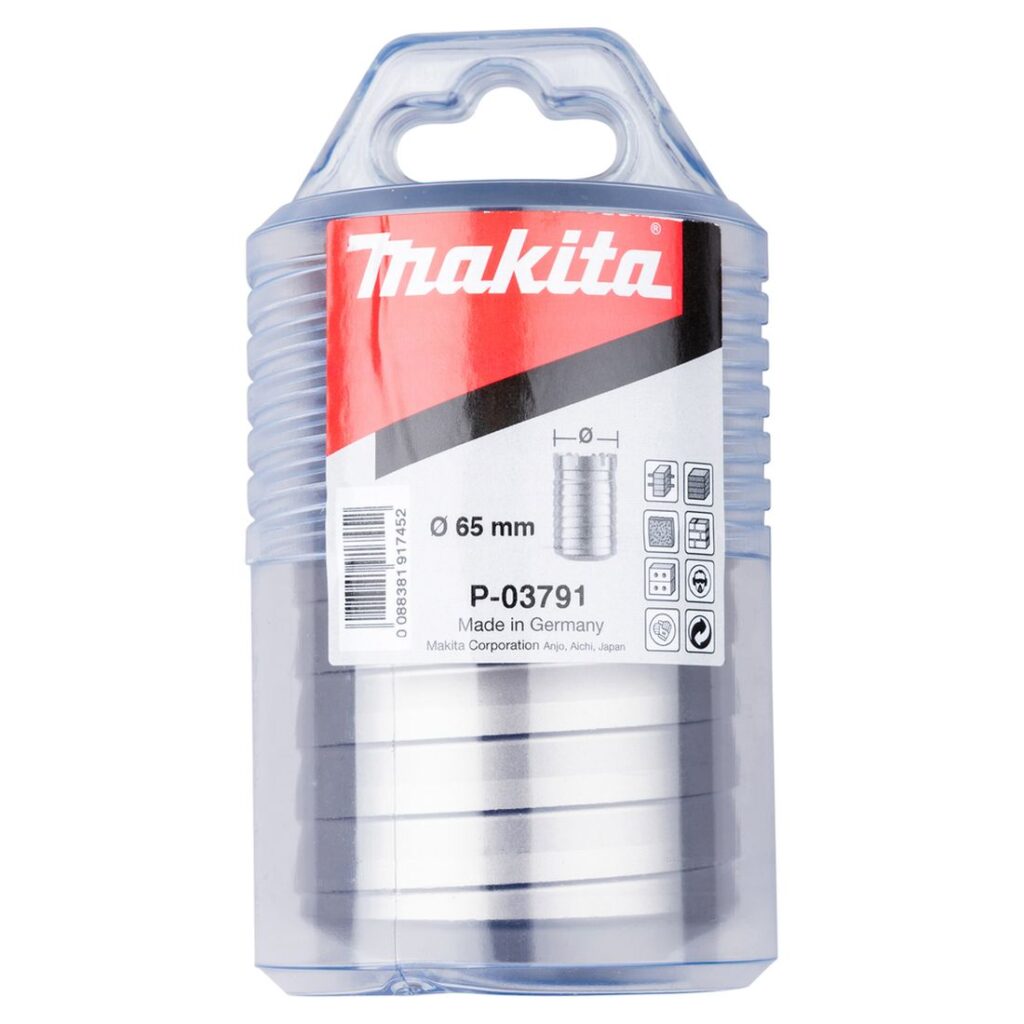 MAKITA Kruunuporanterä SDSMAX 65mm. Kuvassa tuotteen myyntipakkaus edestäpäin.