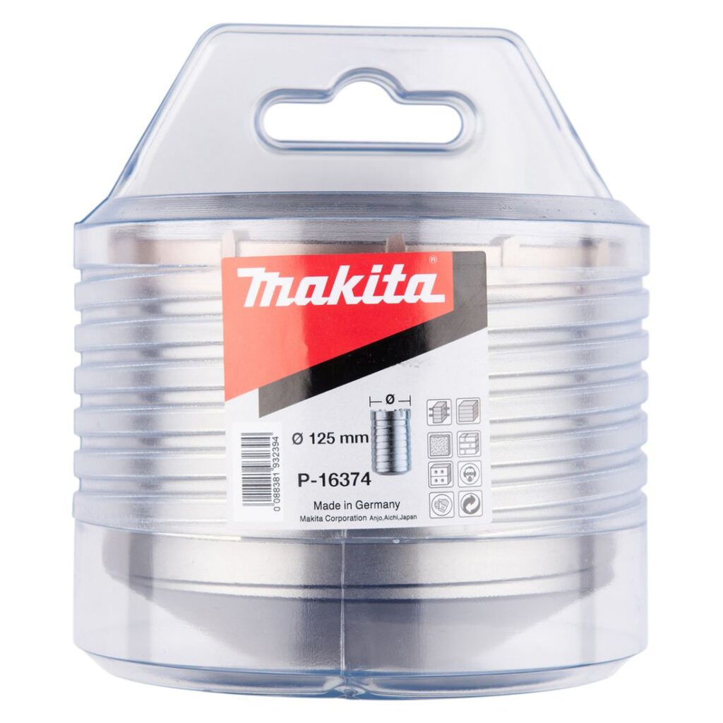 MAKITA Kruunuporanterä , SDSMAX , 125 mm X 100 mm. Kuvassa tuotteen myyntipakkaus edestäpäin.