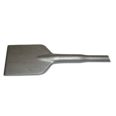 MAKITA Asfalttitaltta SDS-MAX 90 x 400 mm P-25149. Lähikuvassa Asfalttitaltta SDS-MAX 90 x 400 mm P-25149 sivustapäin yläviistosta.