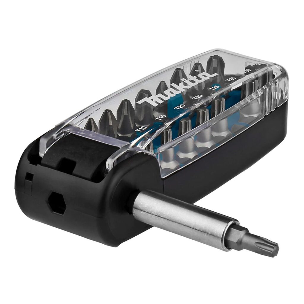 MAKITA Ruuvikärkisarja 17osaa. Kuvassa Ruuvikärkisarja 17osaa vasemmalta etuyläviistosta.