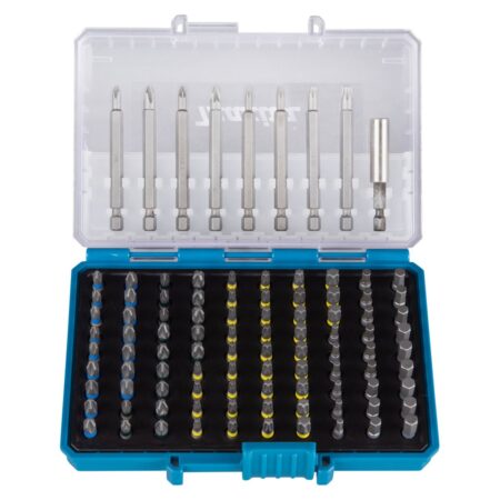 MAKITA Ruuvikärkisarja 99osaa. Kuvassa Ruuvikärkisarja 99osaa edestäpäin yläviistosta.