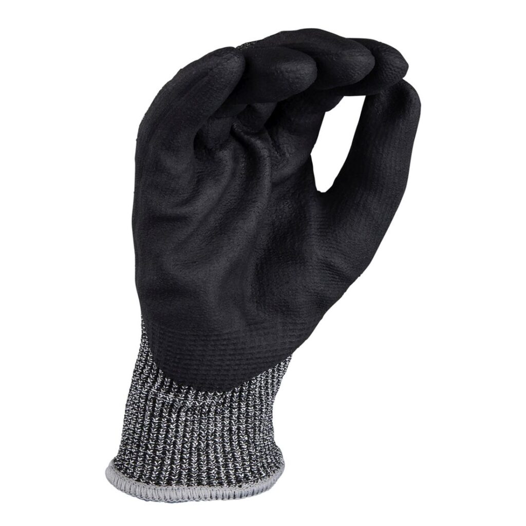 MAKITA Työkäsine Makita Nitriili Viiltosuojattu. Koko L / 9. Kuvassa Työkäsine Makita Nitriili Viiltosuojattu. Koko L / 9 vasemmalta etuyläviistosta.