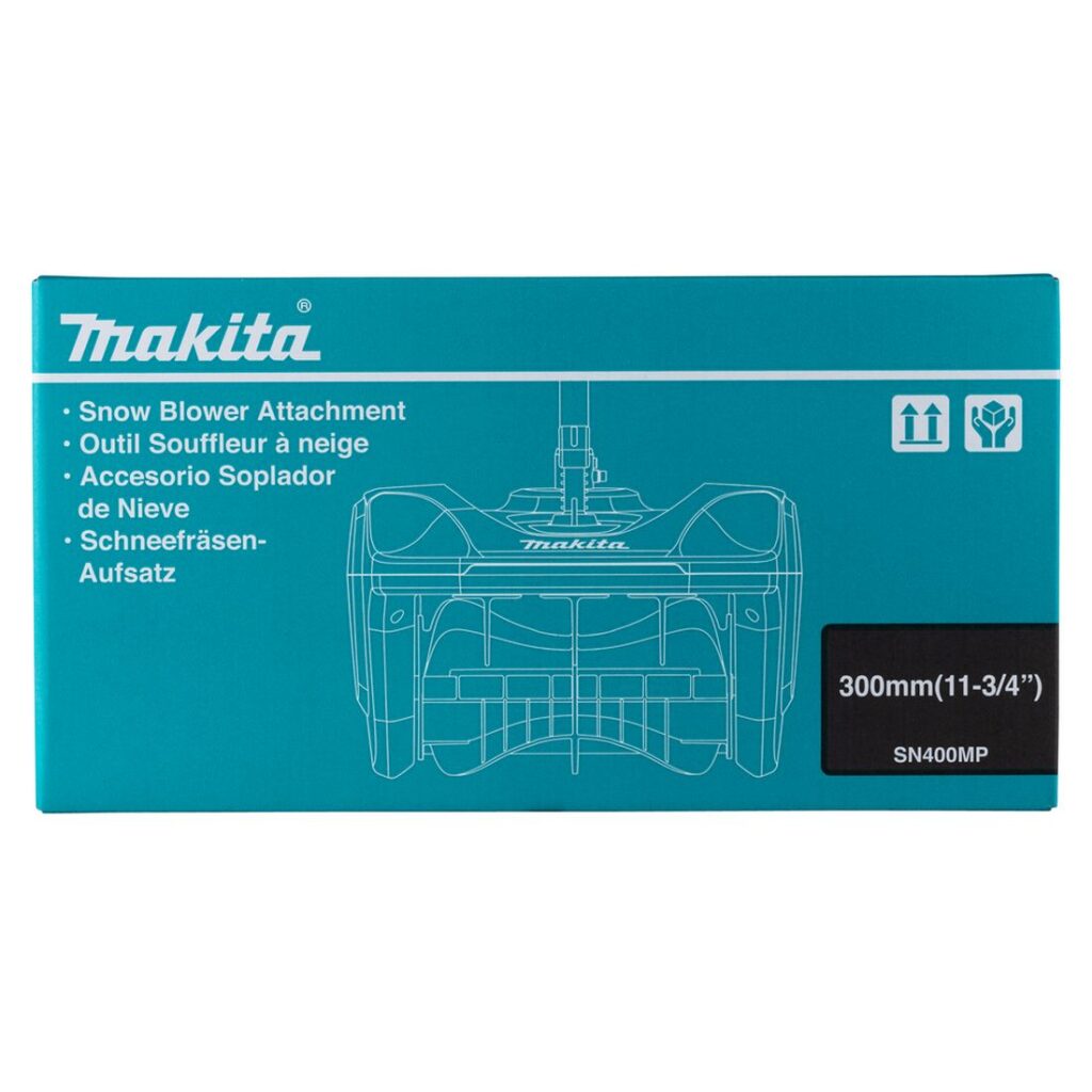 MAKITA Lumilapiolisälaite SN400MP. Kuvassa Lumilapiolisälaite SN400MP:n myyntipakkaus edestäpäin.