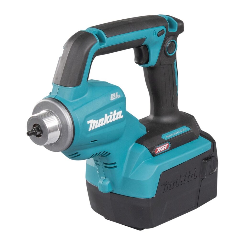 MAKITA Betonitärytin XGT 40V, 12 000 - 15 000 min⁻¹. Kuvassa Betonitärytin XGT 40V, 12 000 - 15 000 min⁻¹ oikealta etuyläviistosta.