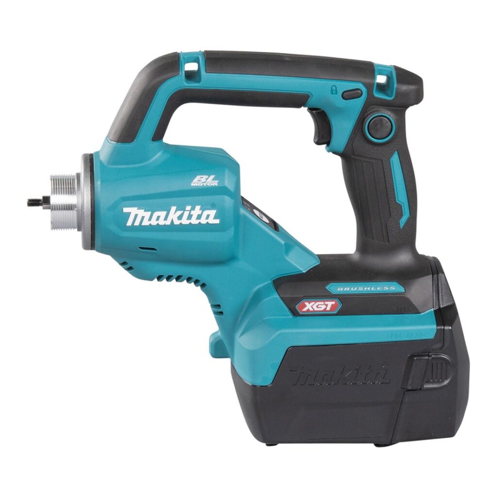 MAKITA Betonitärytin XGT 40V, 12 000 - 15 000 min⁻¹. Kuvassa Betonitärytin XGT 40V, 12 000 - 15 000 min⁻¹ vasemmalta sivustapäin yläviistosta.