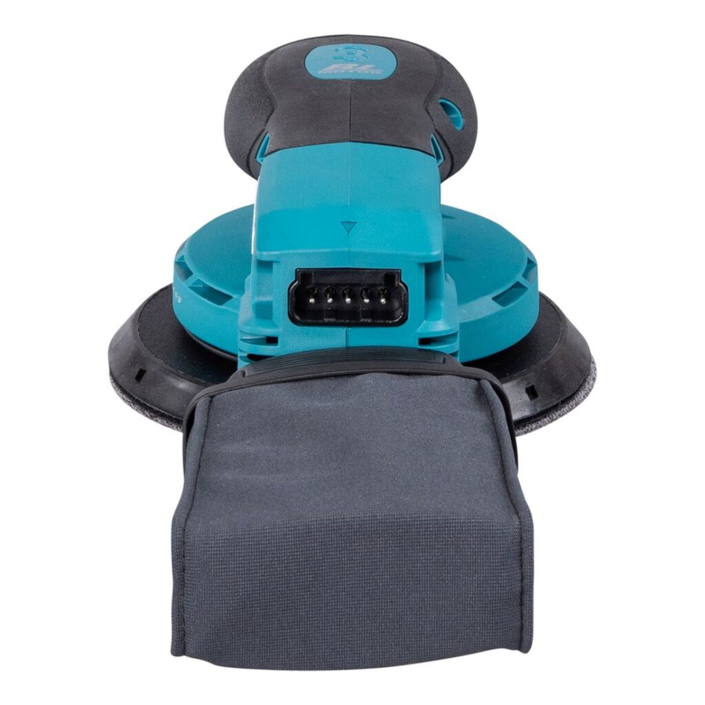 MAKITA Epäkeskohiomakone XGT ® BO004CG. Kuvassa epäkeskohiomakone takaapäin yläviistosta.