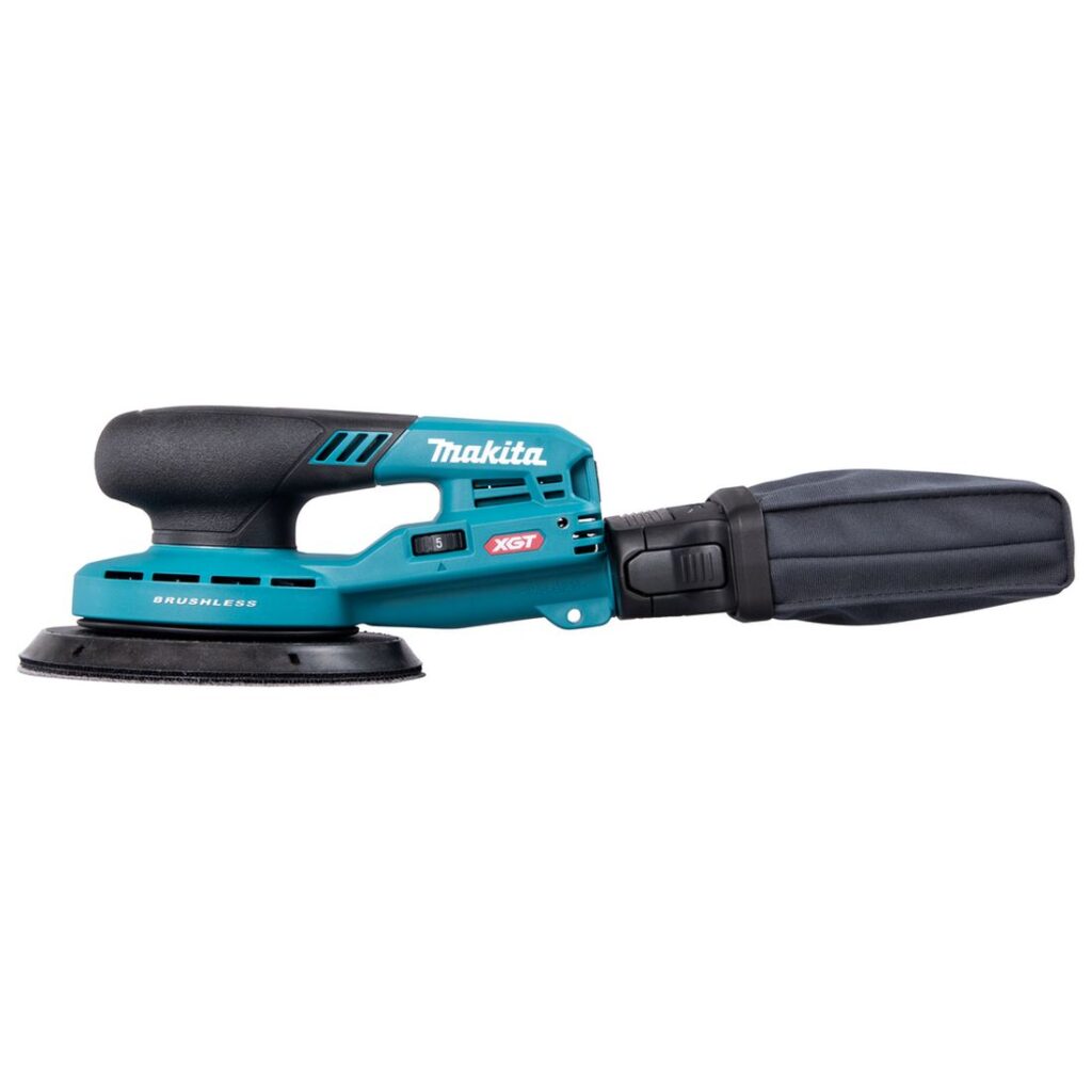 MAKITA Epäkeskohiomakone XGT ® BO004CG. Kuvassa epäkeskohiomakone vasemmalta sivustapäin.