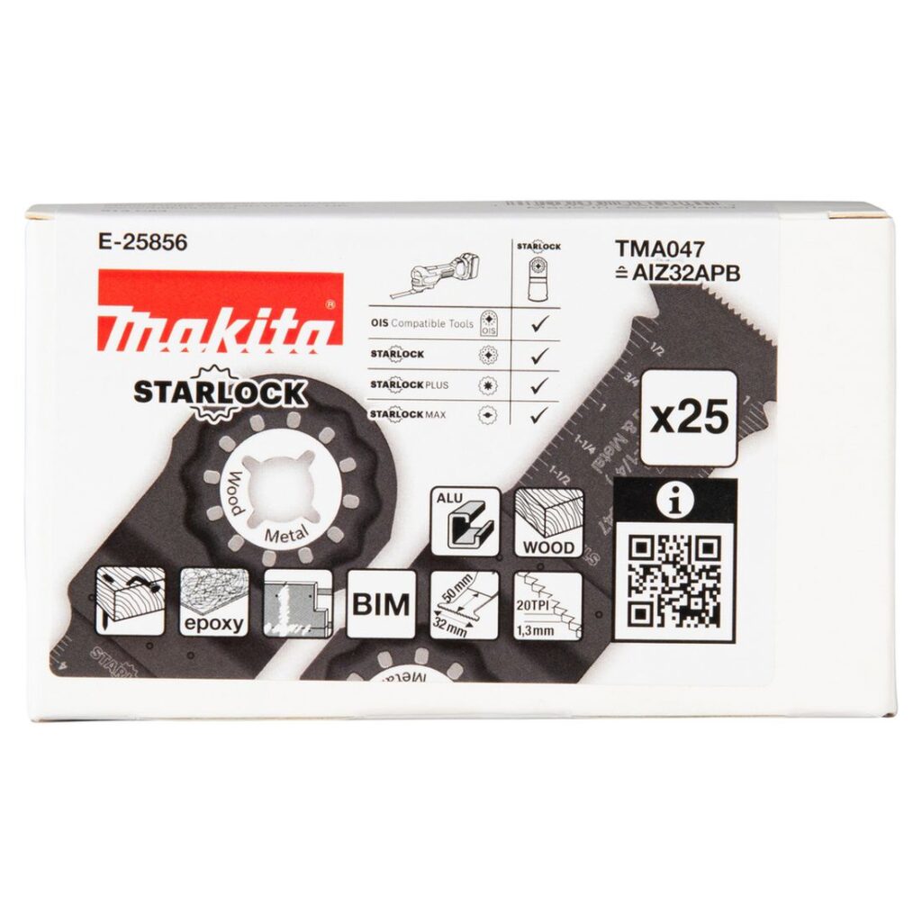 MAKITA SAHANTERÄ UPOTUKSEEN BIM, LEVEYS 32MM. Kuvassa myyntipakkaus edestäpäin.