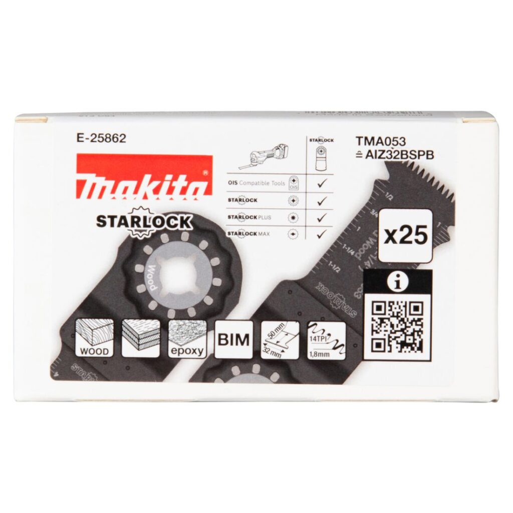 MAKITA SAHANTERÄ UPOTUKSEEN BIM LEVEYS 32MM. Kuvassa sahanterän myyntipakkaus edestäpäin.