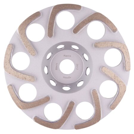 MAKITA TIMANTTIKUPPILAIKKA 180MM "BUMERANGI" -SEGMENTTI, YLEISHIONTA. Kuvassa timanttikuppilaikka edestäpäin.